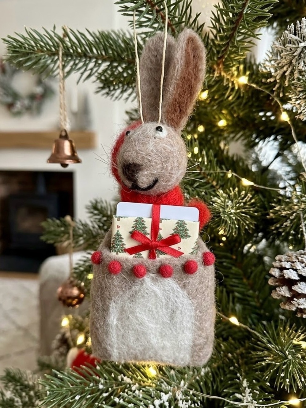 Felted Wool Bunny Rabbit Gift Card Holder Ornament 🐰